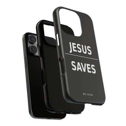 Jesus Saves Phone Case Christian Religious Minimalist Black Tough Cover