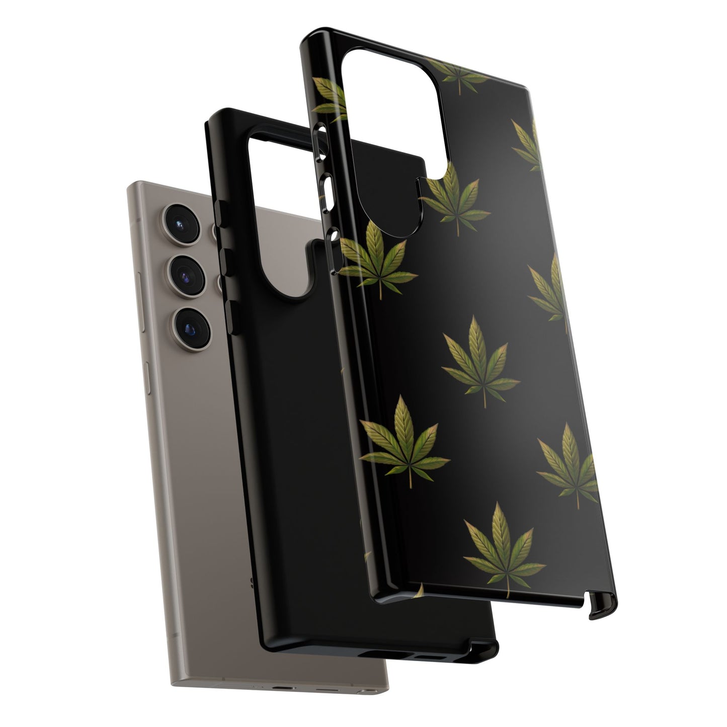 Cannabis Leaf Phone Case Green Weed Leaf Pattern Tough Protective Cover