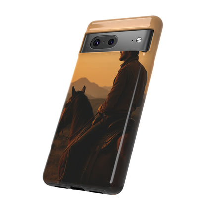 Western Cowboy Sunset Phone Case | Horse Rider Desert Aesthetic Tough Protective Case