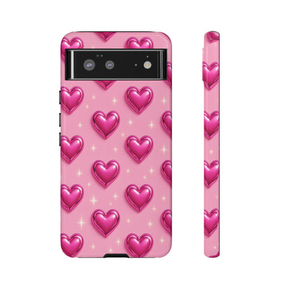 Pink Heart Pattern Phone Case | Tough Protective Case for Iphone, Samsung Galaxy and Pixel