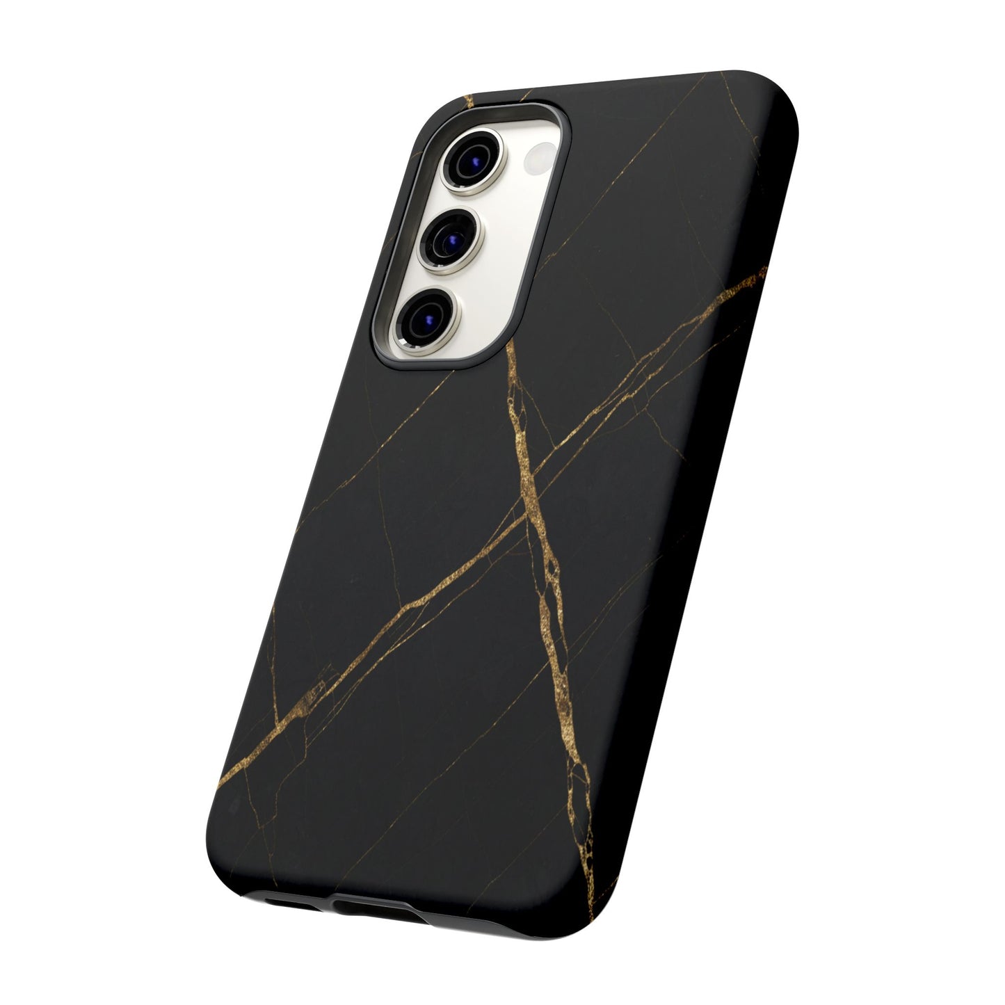 Black Marble Phone Case with Gold Veins – Luxury Minimal Aesthetic Tough Case