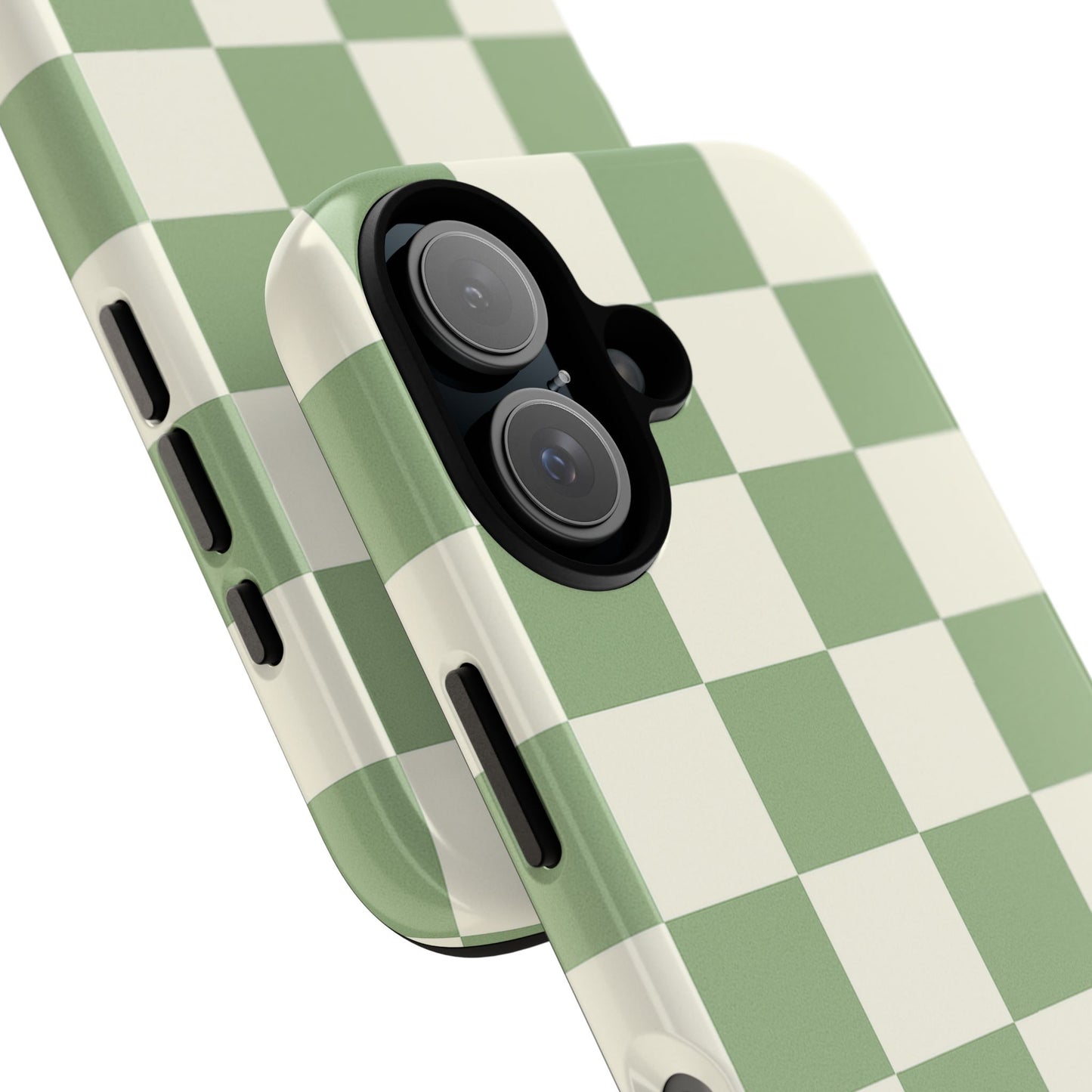 Sage Green Checkerboard Phone Case | Minimal Aesthetic Checkered iPhone & Samsung Tough Case