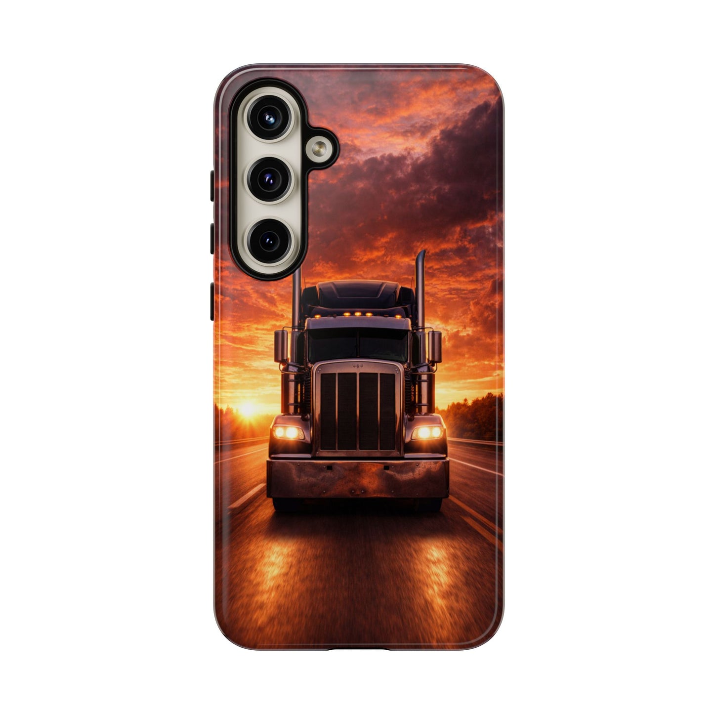 Big Rig Truck Phone Case Sunset Highway Semi Truck iPhone Samsung Cover