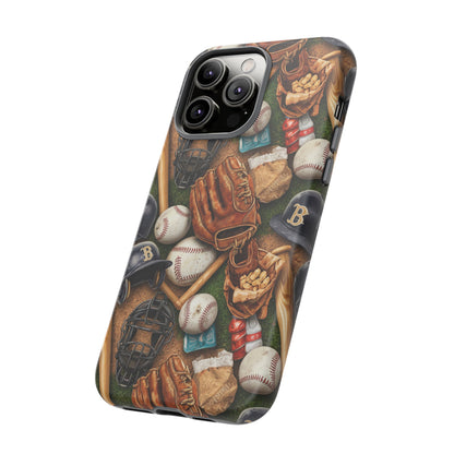 Baseball Gear Collage Phone Case – Vintage Baseball Equipment Sports Tough Case