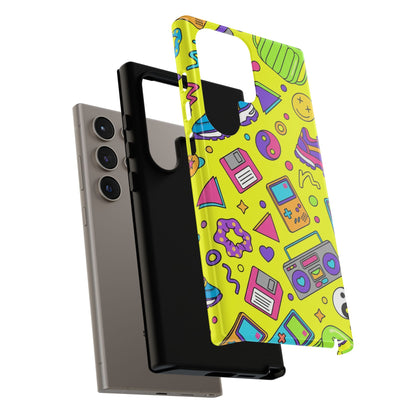 90s Retro Neon Phone Case – Y2K Nostalgia Colorful Icons Tough Protective Case
