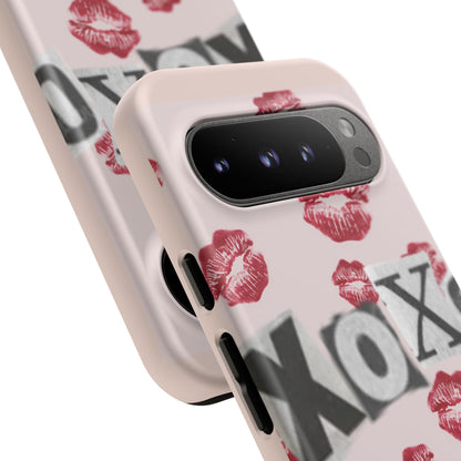 XOXO Kiss Print Phone Case | Coquette Valentine Aesthetic | Cute Pink Lipstick Kiss Tough Case for iPhone & Samsung
