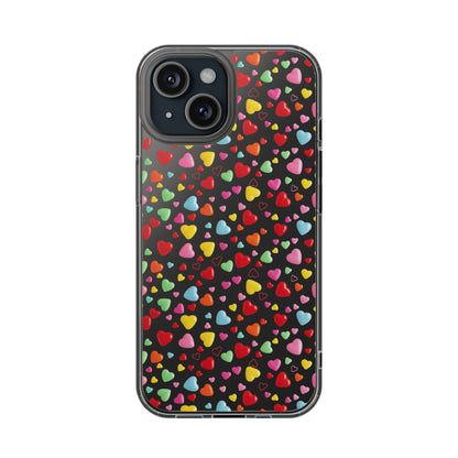 Colorful Heart Clear Phone Case | Impact-Resistant Valentine Aesthetic Case