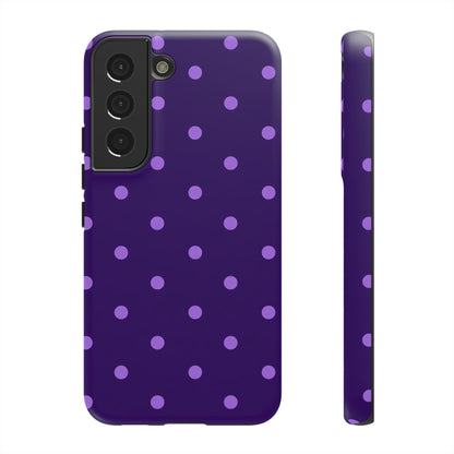 Purple Polka Dot Tough Phone Case – Cute Stylish Durable Protective Cover for Iphone, Samsung Galaxy and Pixel