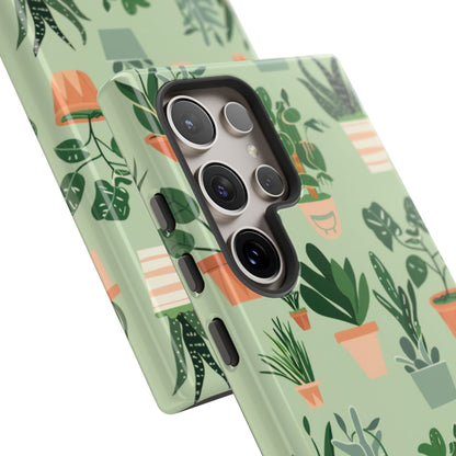 Plant Lover Phone Case | Cute Potted Plants Pattern | Botanical Aesthetic Tough Case