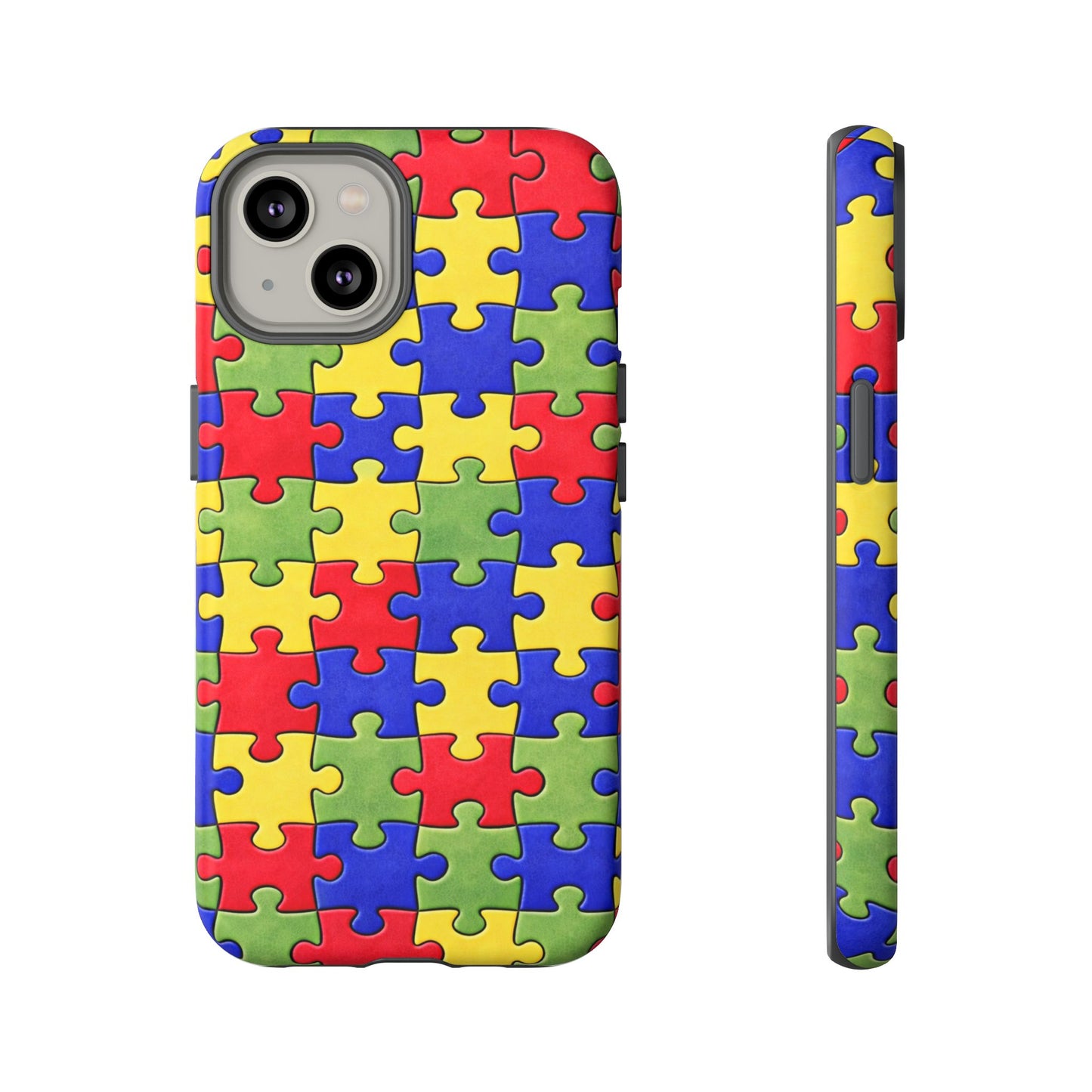 Colorful Puzzle Phone Case, Autism Awareness Jigsaw Design, Tough Protective Case, iPhone & Samsung Case, Vibrant Puzzle Pattern