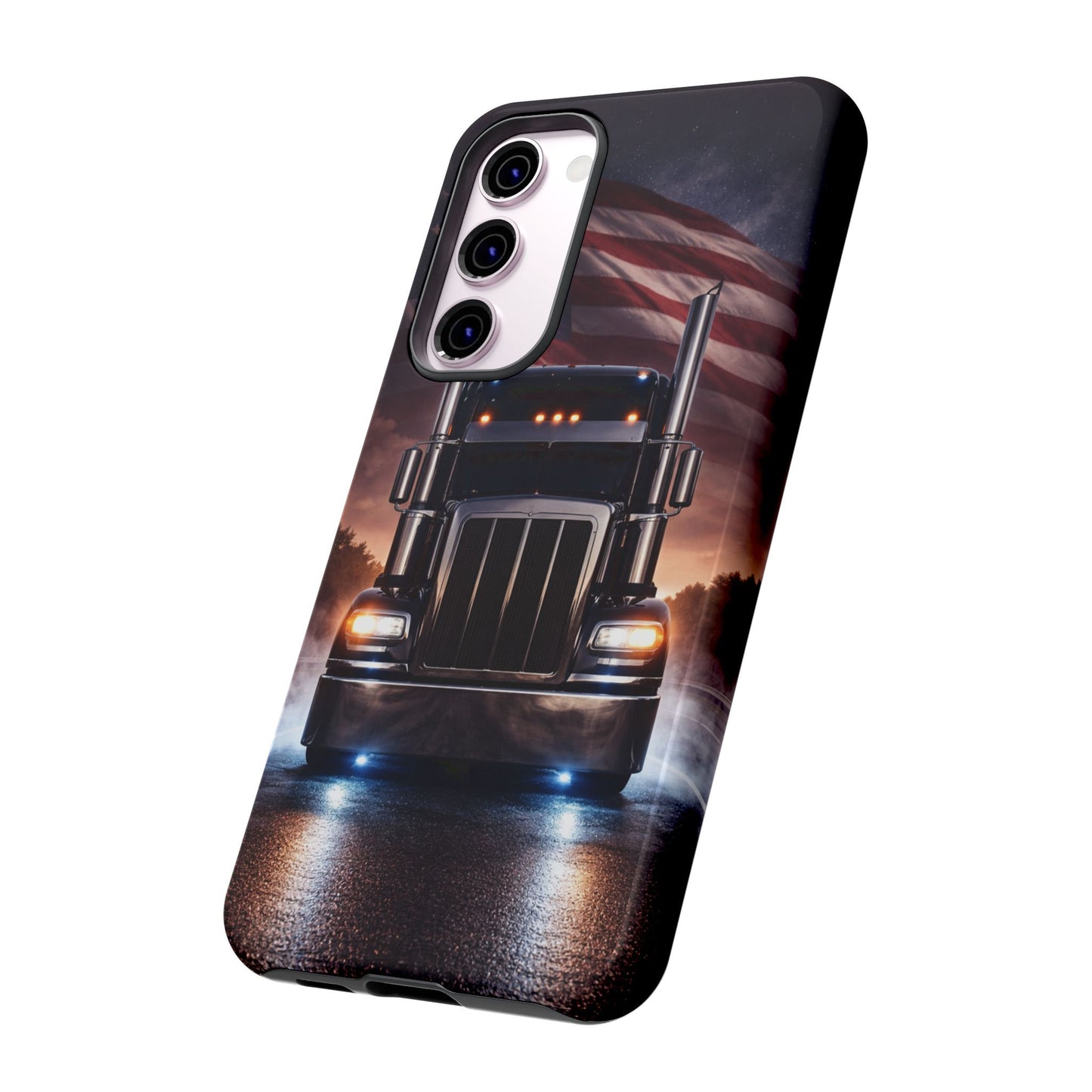 Semi Truck Phone Case American Flag Big Rig Trucker Gift iPhone Samsung