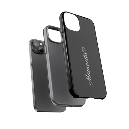 Mamacita Script Phone Case | Minimal Black Tough Case | Sleek Aesthetic Cover