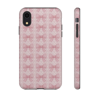 Pink Bow Pattern Phone Case – Soft Coquette Aesthetic Tough Case