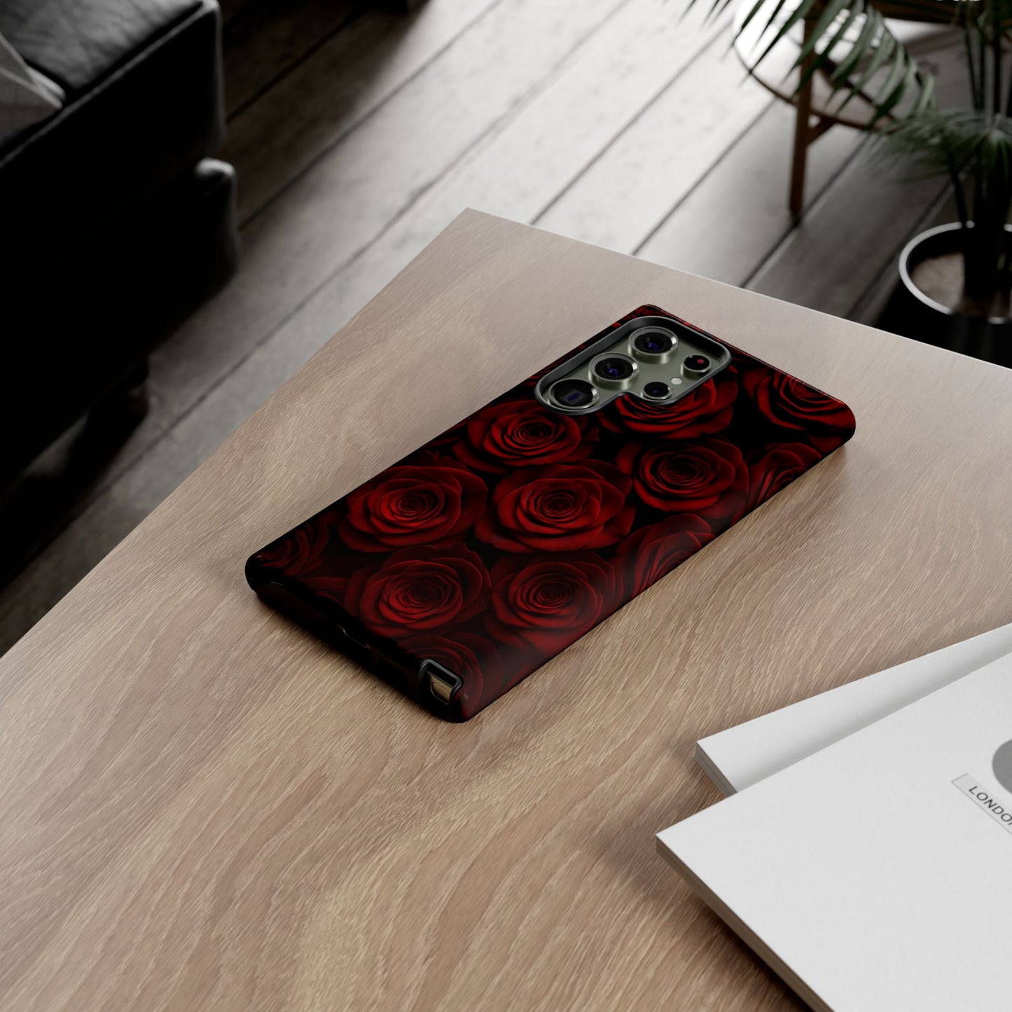Dark Red Rose Phone Case – Gothic Floral Tough Case (iPhone, Samsung, Pixel)