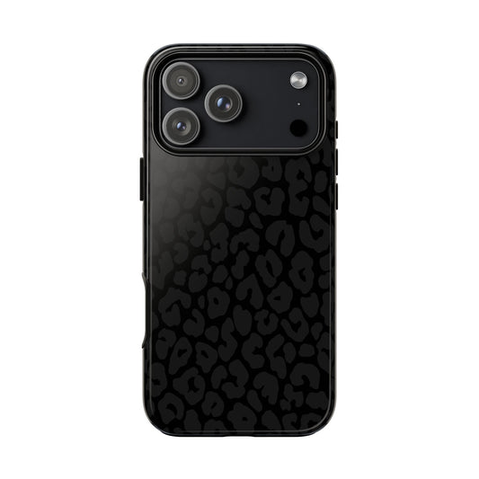 Black Leopard Phone Case | Black on Black Leopard Print Tough iPhone & Samsung Case | Matte or Glossy Protective Cover