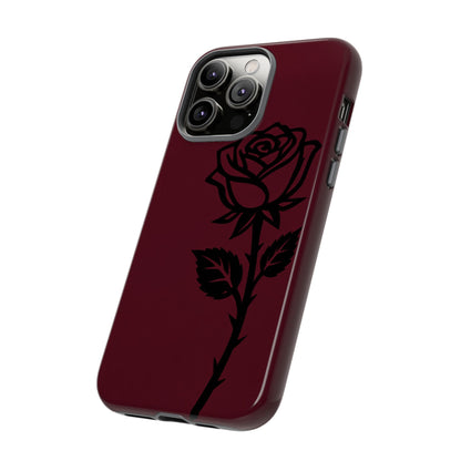 Black Rose Burgundy iPhone Case | Dark Aesthetic Shockproof Protective Cover