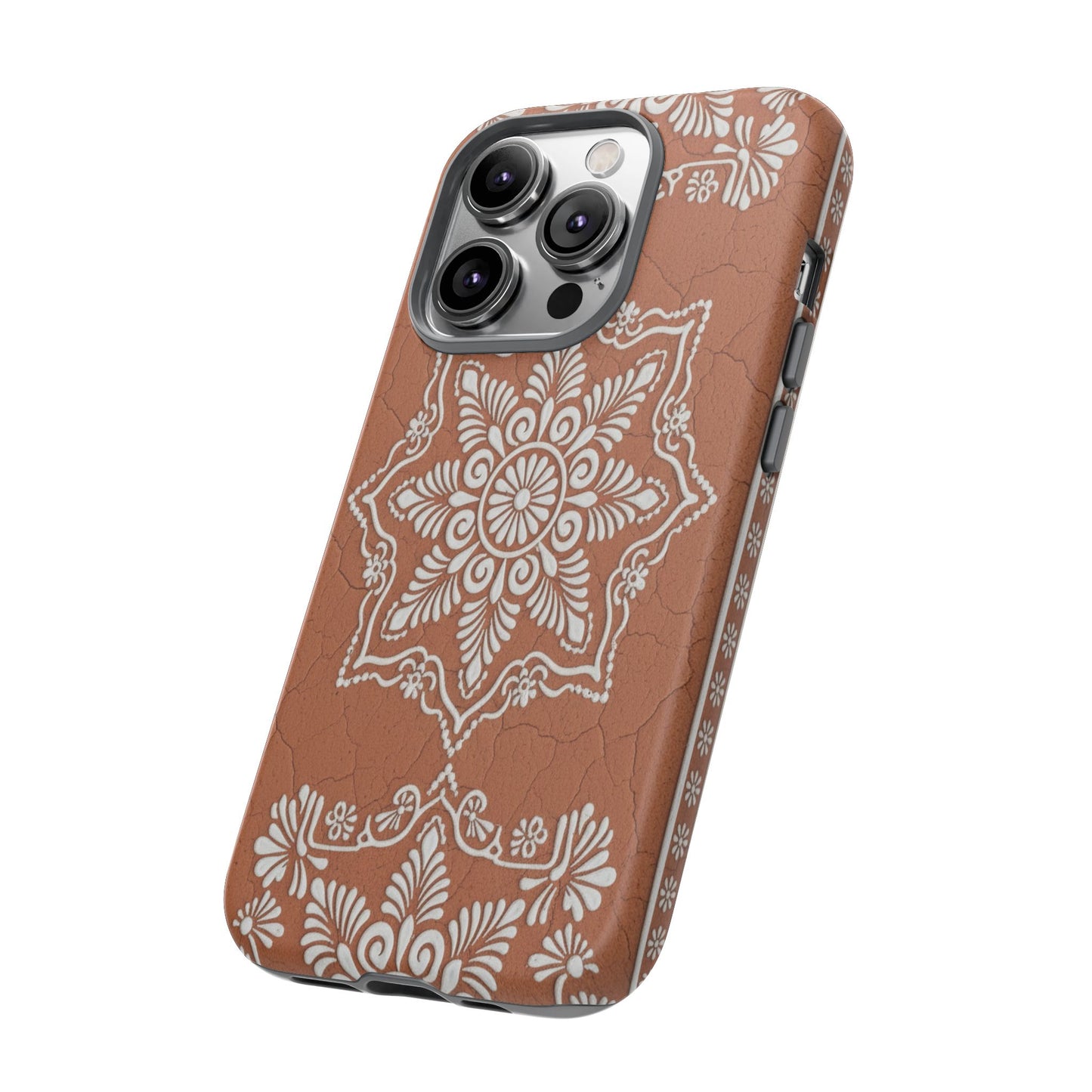 Talavera Terracotta Phone Case | Mexican Floral Pattern iPhone & Samsung Tough Case | Boho Clay Aesthetic Cover