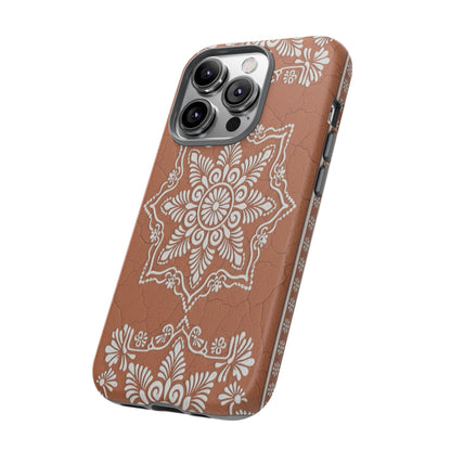 Talavera Terracotta Phone Case | Mexican Floral Pattern iPhone & Samsung Tough Case | Boho Clay Aesthetic Cover