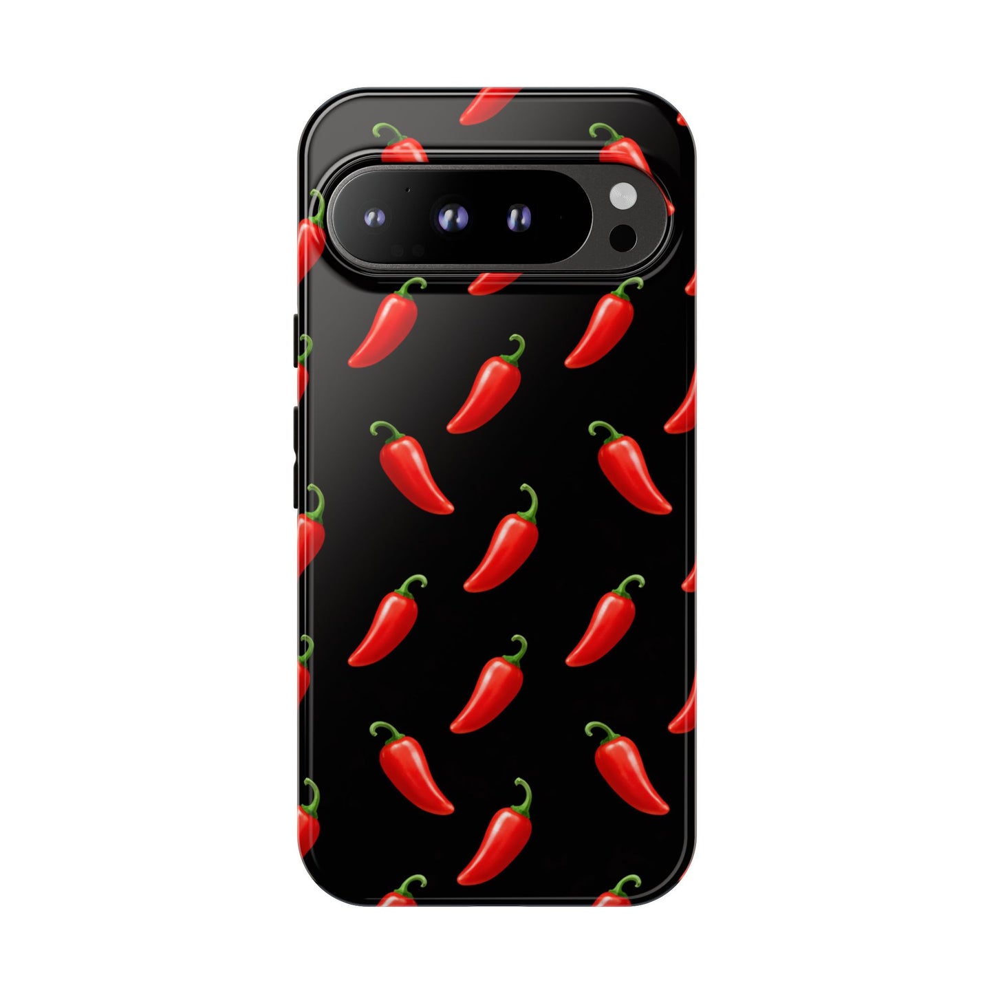 Spicy Chili Pepper Phone Case – Black Cute Hot Pepper Tough Cover for Iphone, Samsung Galaxy and Pixel