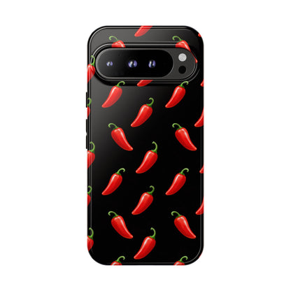 Spicy Chili Pepper Phone Case – Black Cute Hot Pepper Tough Cover for Iphone, Samsung Galaxy and Pixel