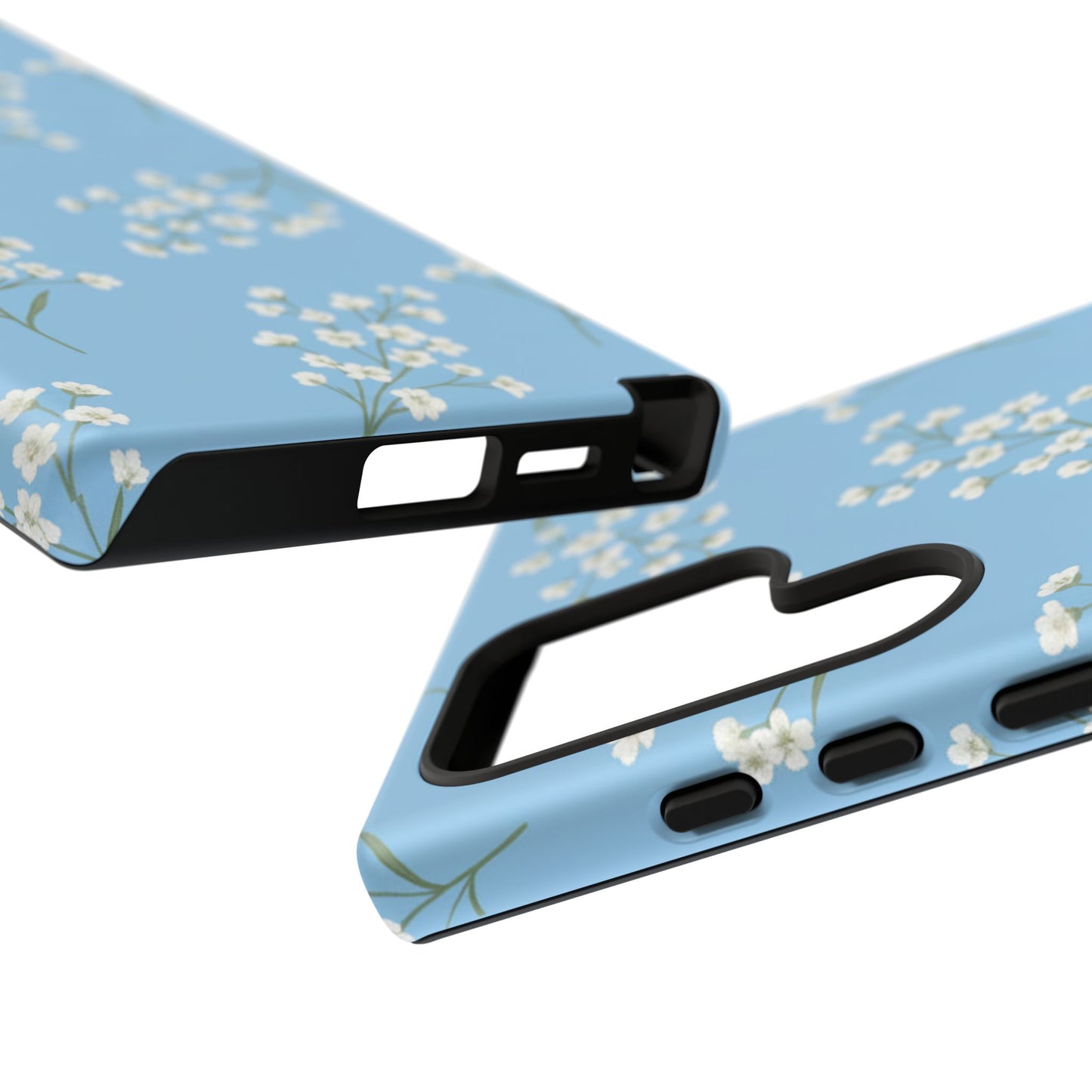 Baby’s Breath Floral Phone Case – Blue Minimal Flower Aesthetic Tough Case