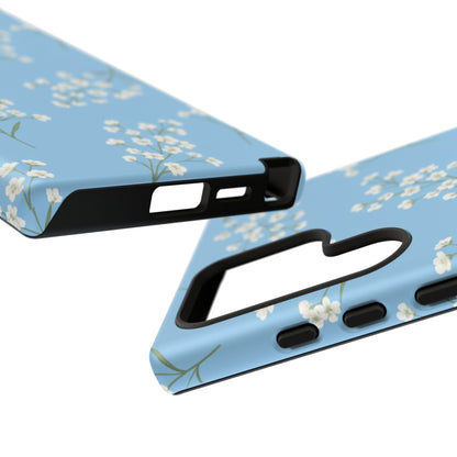 Baby’s Breath Floral Phone Case – Blue Minimal Flower Aesthetic Tough Case