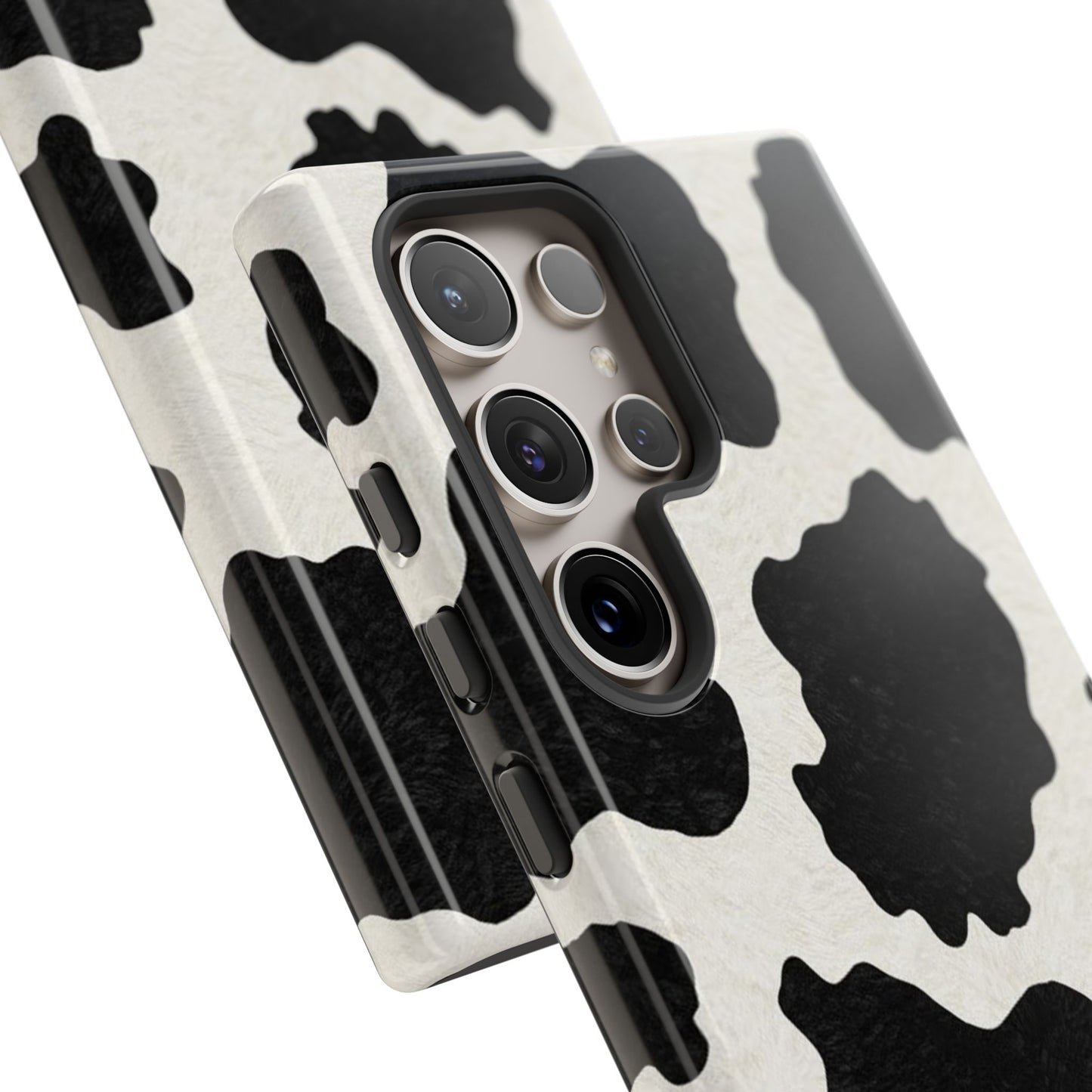 Black & White Cow Print Phone Case | Western Aesthetic iPhone & Samsung Tough Case