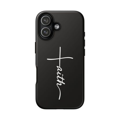 Faith Cross Phone Case, Christian Aesthetic Minimalist Black Matte Case, Religious Gift iPhone Samsung Cover