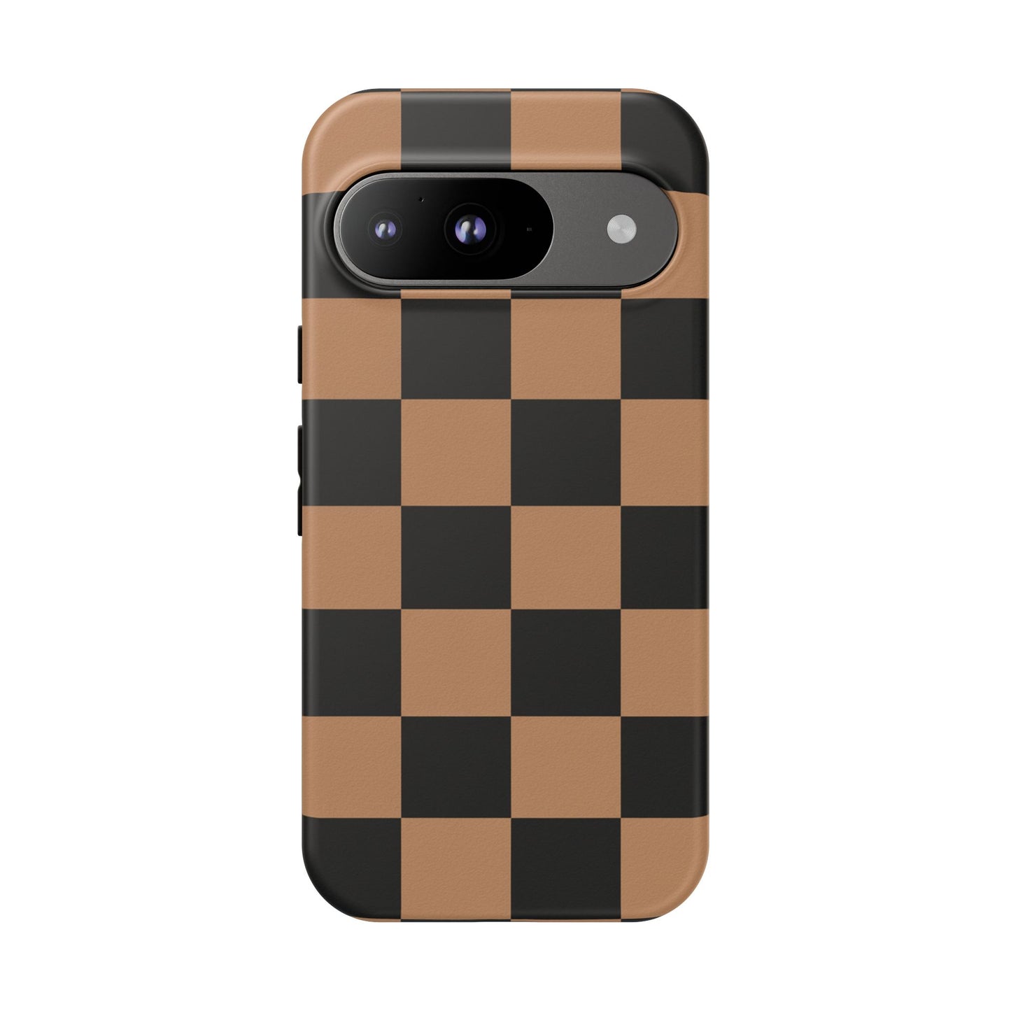 Brown Checkered Phone Case | Aesthetic Checkerboard iPhone & Samsung Tough Case