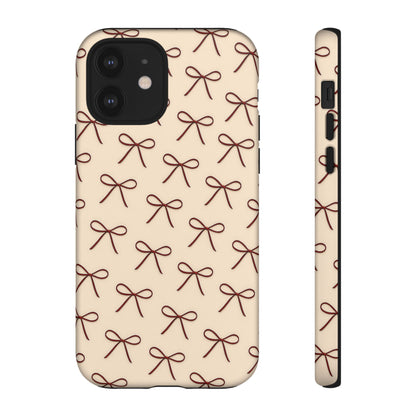 Coquette Bow Phone Case | Neutral Beige Aesthetic iPhone & Samsung Tough Case
