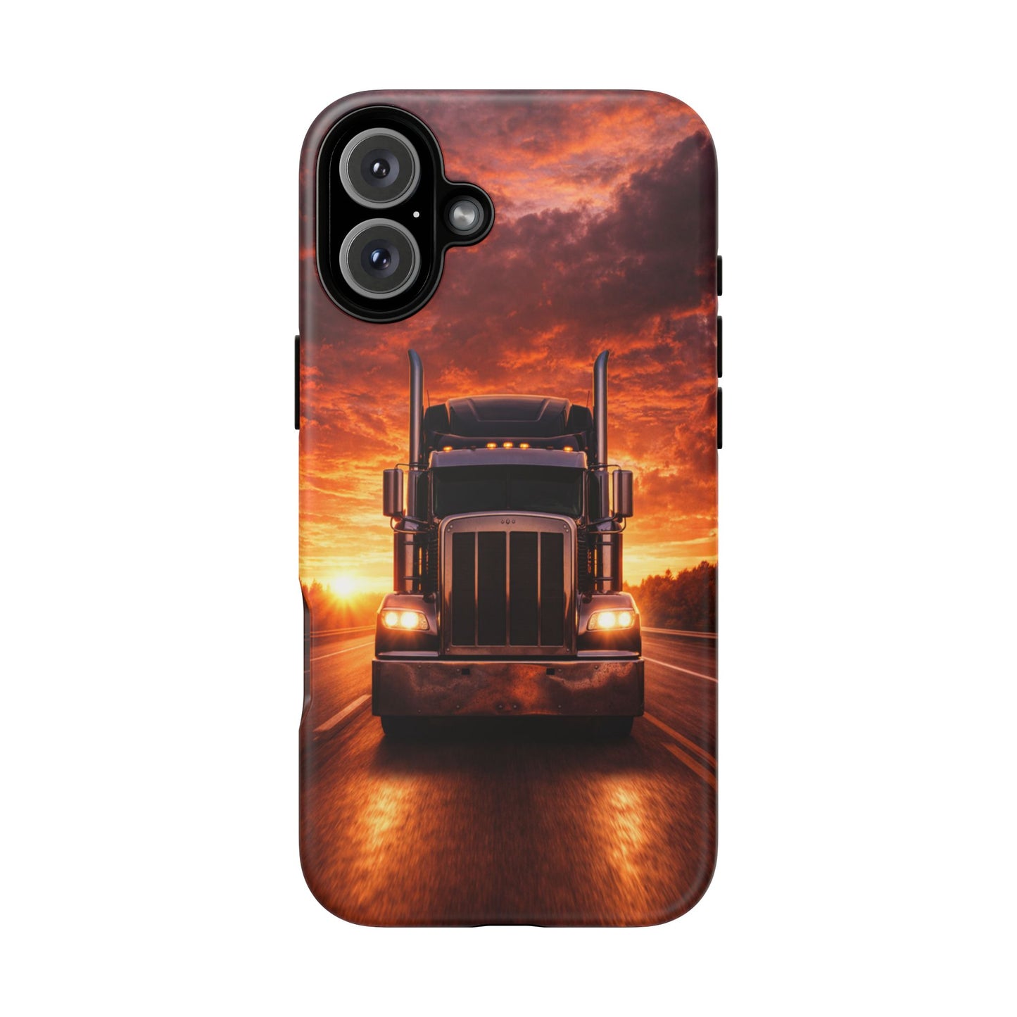 Big Rig Truck Phone Case Sunset Highway Semi Truck iPhone Samsung Cover
