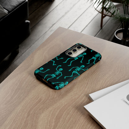 Dancing Teal Skeletons Phone Case | Tough Protective Case for Iphone, Samsung Galaxy and Pixel