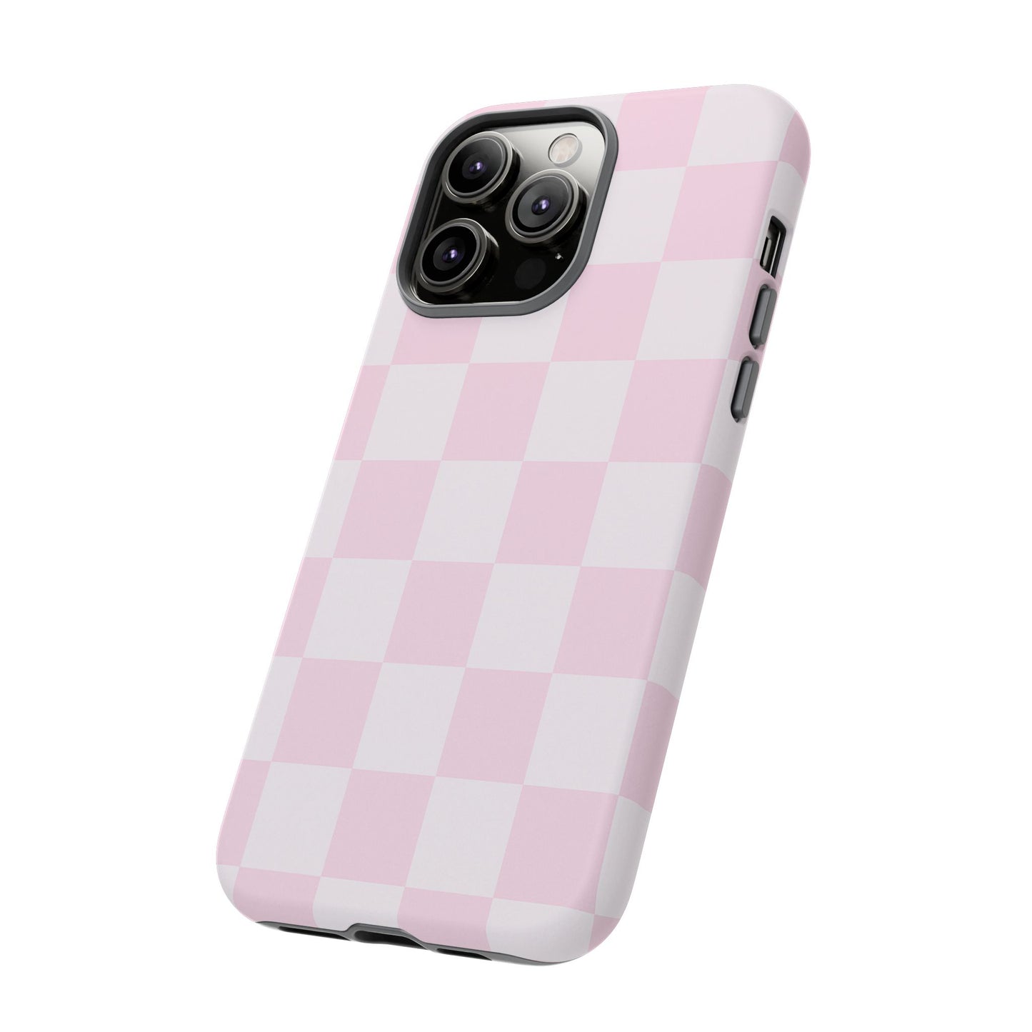 Light Pink Checkerboard Phone Case | Pastel Aesthetic Checkered iPhone & Samsung Tough Case