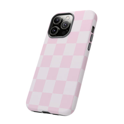 Light Pink Checkerboard Phone Case | Pastel Aesthetic Checkered iPhone & Samsung Tough Case