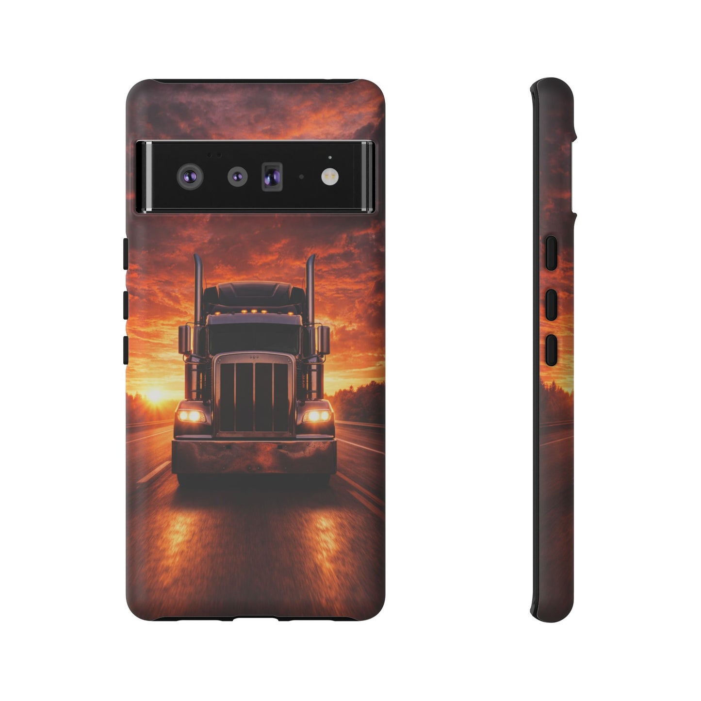 Big Rig Truck Phone Case Sunset Highway Semi Truck iPhone Samsung Cover