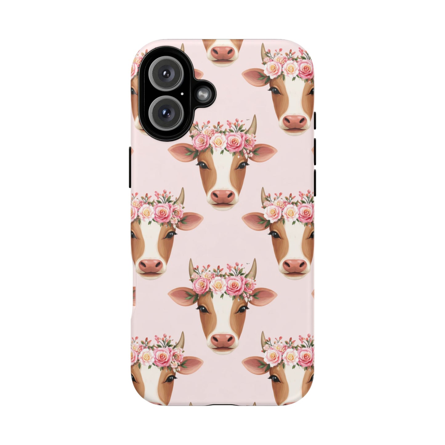 Floral Cow Phone Case – Cute Pink Cow Print Tough Protective Case for Iphone, Samsung Galaxy and Pixel