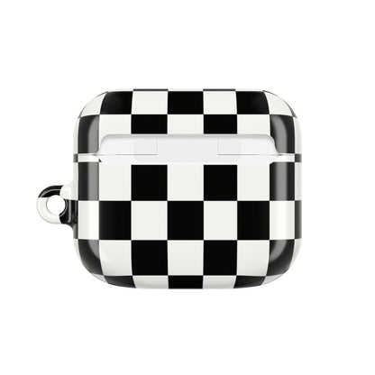 Checkerboard AirPod Case – Black & White Retro Pattern