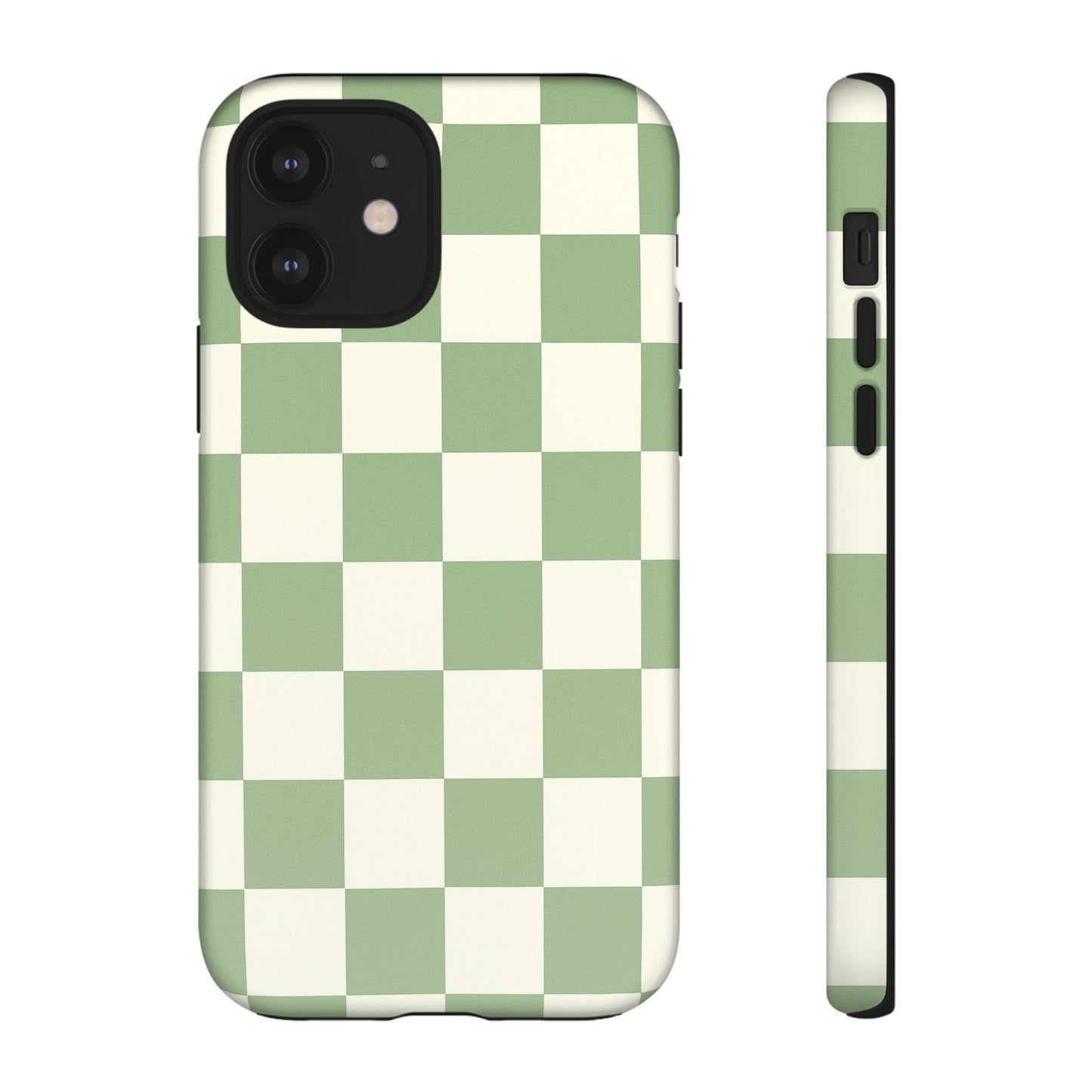 Sage Green Checkerboard Phone Case | Minimal Aesthetic Tough Case