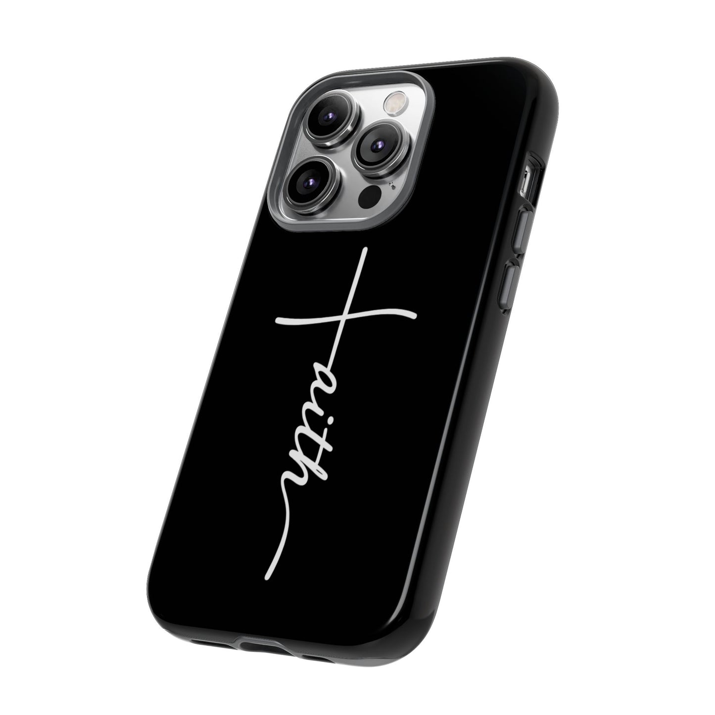 Faith Cross Phone Case, Christian Aesthetic Minimalist Black Matte Case, Religious Gift iPhone Samsung Cover