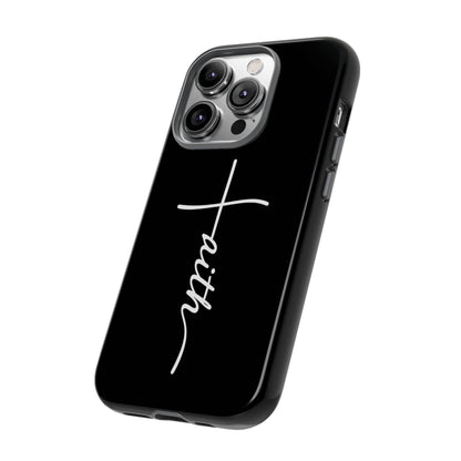 Faith Cross Phone Case, Christian Aesthetic Minimalist Black Matte Case, Religious Gift iPhone Samsung Cover