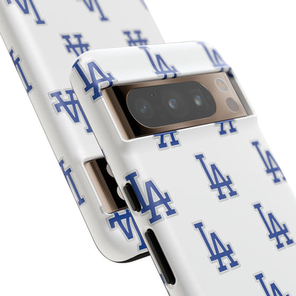 Blue LA Monogram Pattern Phone Case | Minimal Baseball Inspired Tough Cover