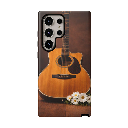 Acoustic Guitar Daisy Phone Case | Rustic Music Lover Tough Cover