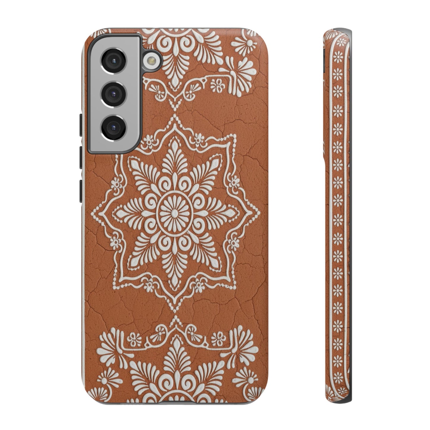 Talavera Terracotta Phone Case | Mexican Floral Pattern iPhone & Samsung Tough Case | Boho Clay Aesthetic Cover