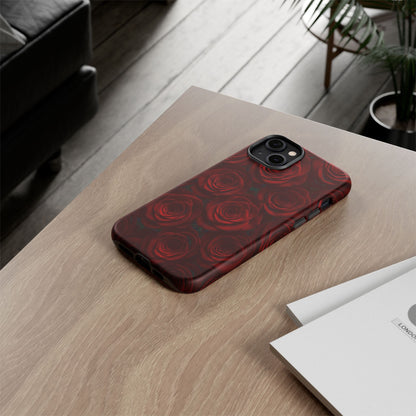 Dark Red Rose Phone Case – Gothic Floral Tough Case (iPhone, Samsung, Pixel)