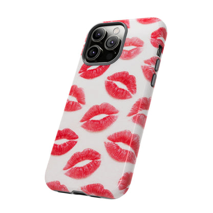 Red Lipstick Kiss Phone Case – Sexy Lip Print Pattern Tough Protective Cover