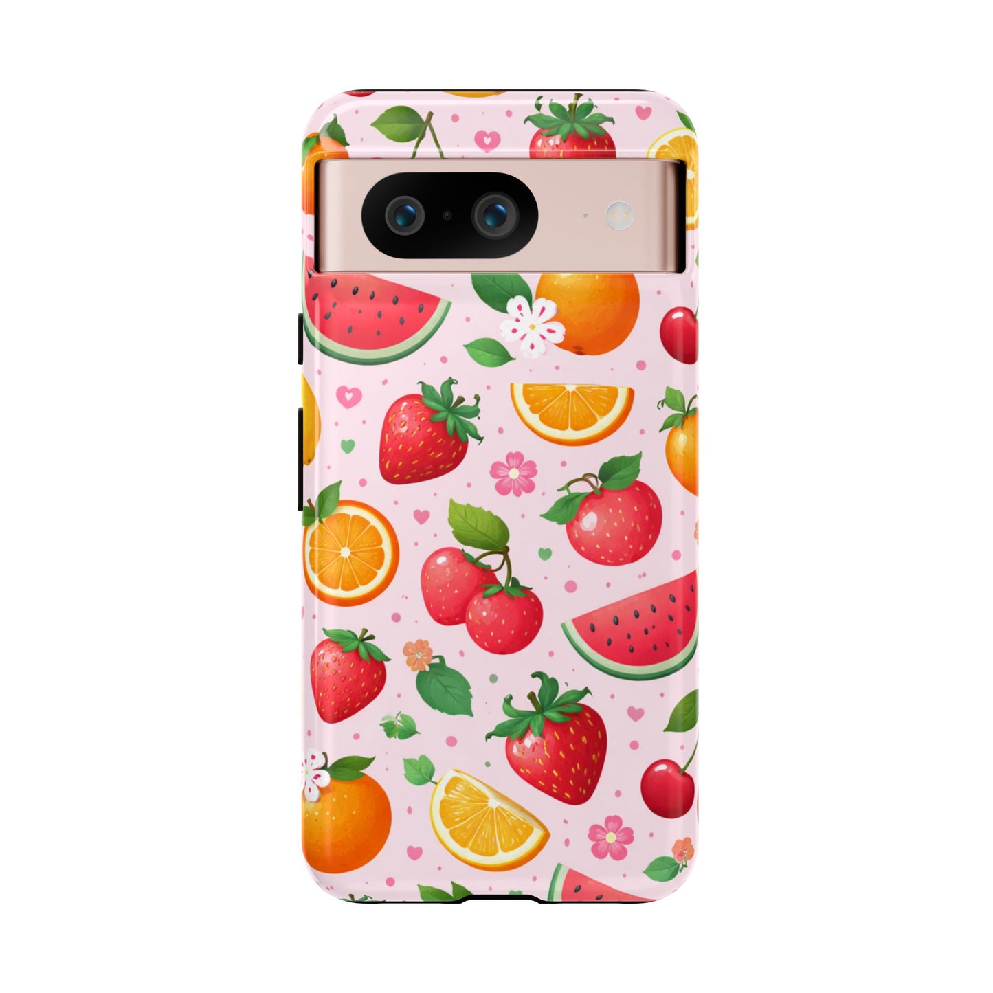 Fruit Phone Case – Tough Shockproof, Strawberry Cherry Citrus Summer Design for Iphone, Samsung Galaxy and Pixel
