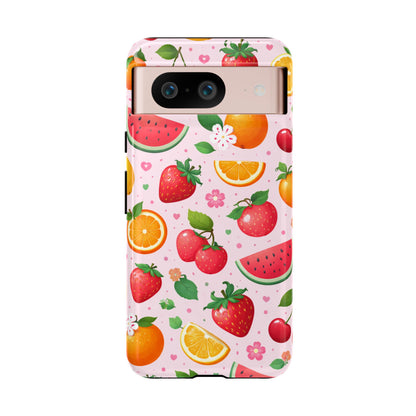 Fruit Phone Case – Tough Shockproof, Strawberry Cherry Citrus Summer Design for Iphone, Samsung Galaxy and Pixel