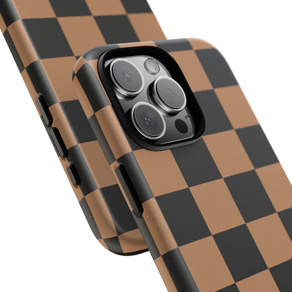 Brown Checkerboard Phone Case | Aesthetic Tough Protective Case