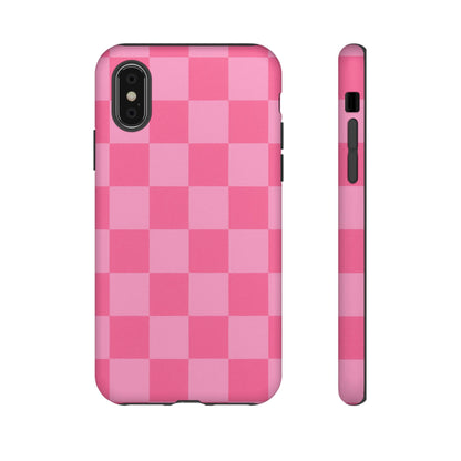 Pink Checkerboard Phone Case – Cute Aesthetic Tough Case for iPhone & Samsung