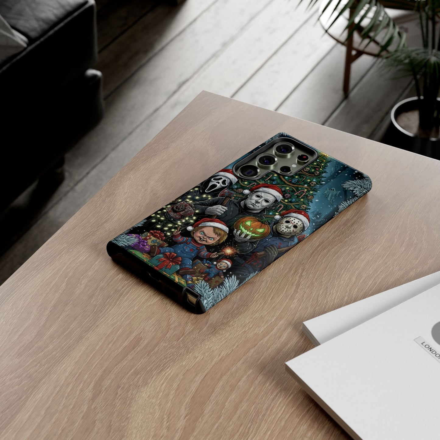 Christmas Horror Phone Case – Festive Slasher Collage Tough Case (iPhone, Samsung, Pixel)